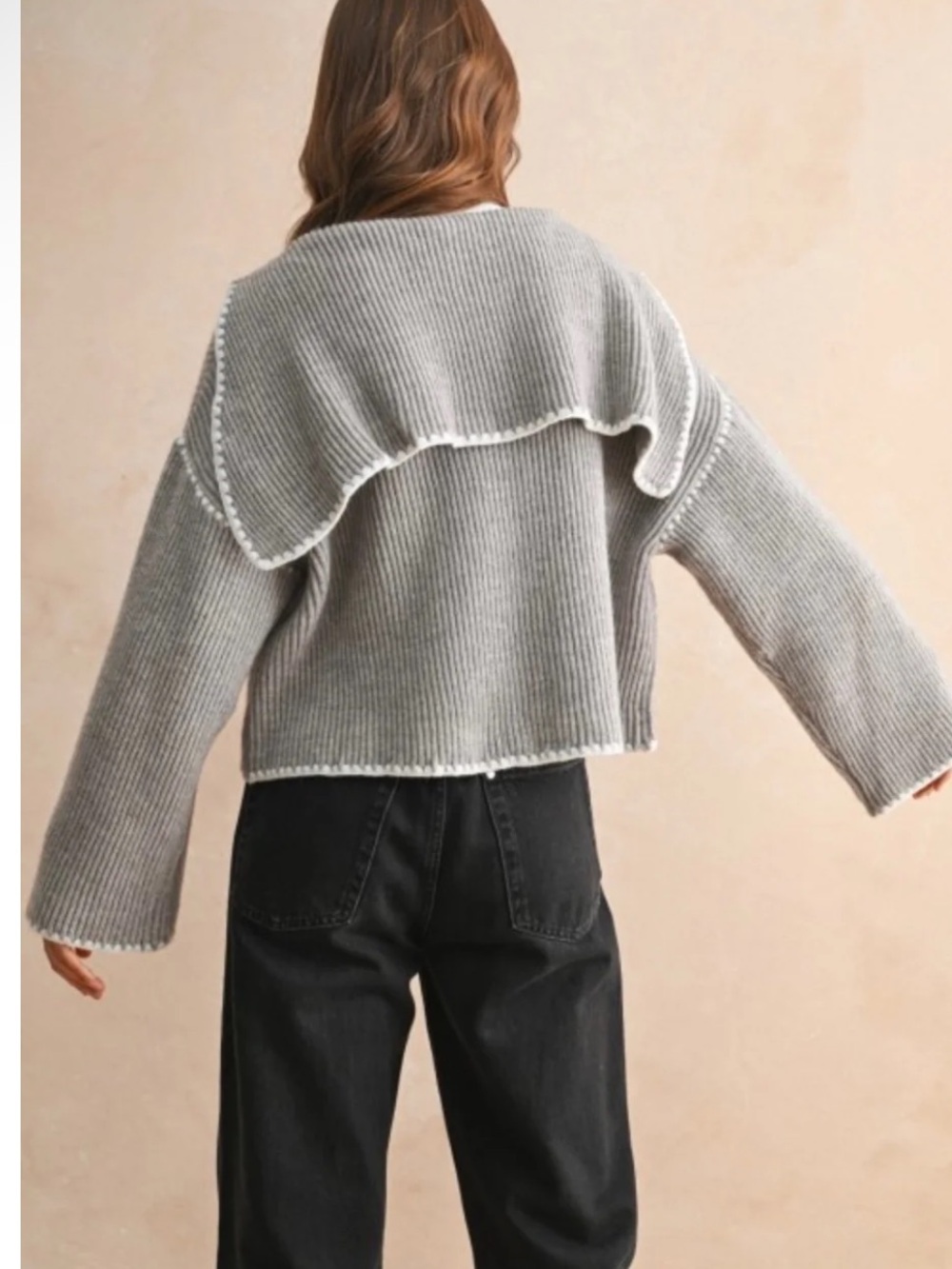 Hyfve Whipstitch Open Shawl Cardigan Sweater